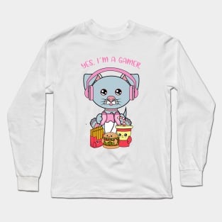 Yes i am a gamer, cute dog playing Long Sleeve T-Shirt